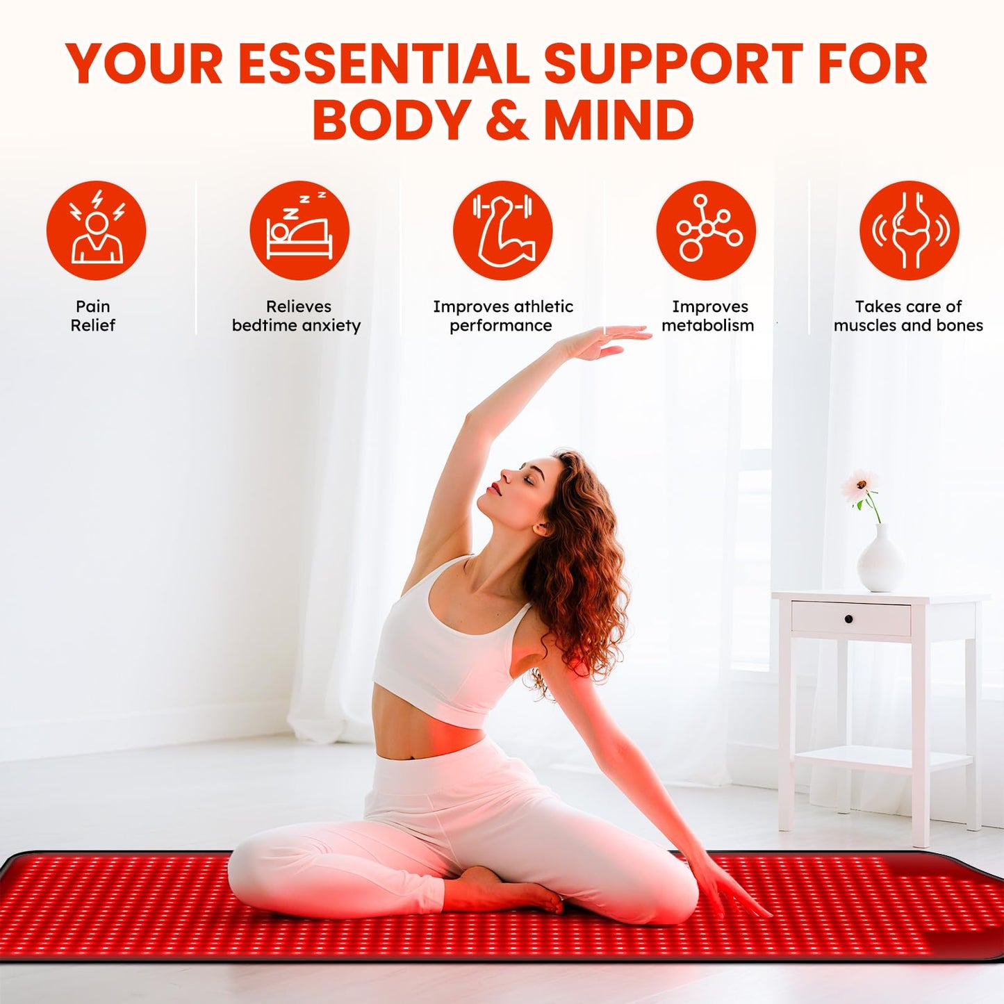 Red Light Therapy Infrared Pad: Pain Relief 1090 LEDs Large Mat for Full Body 660nm Red Light&850nm Infrared Therapy Heating Wrap Body 73 * 32 Inch Big Pads for Back Neck Knee Face Infared Panel Lamp