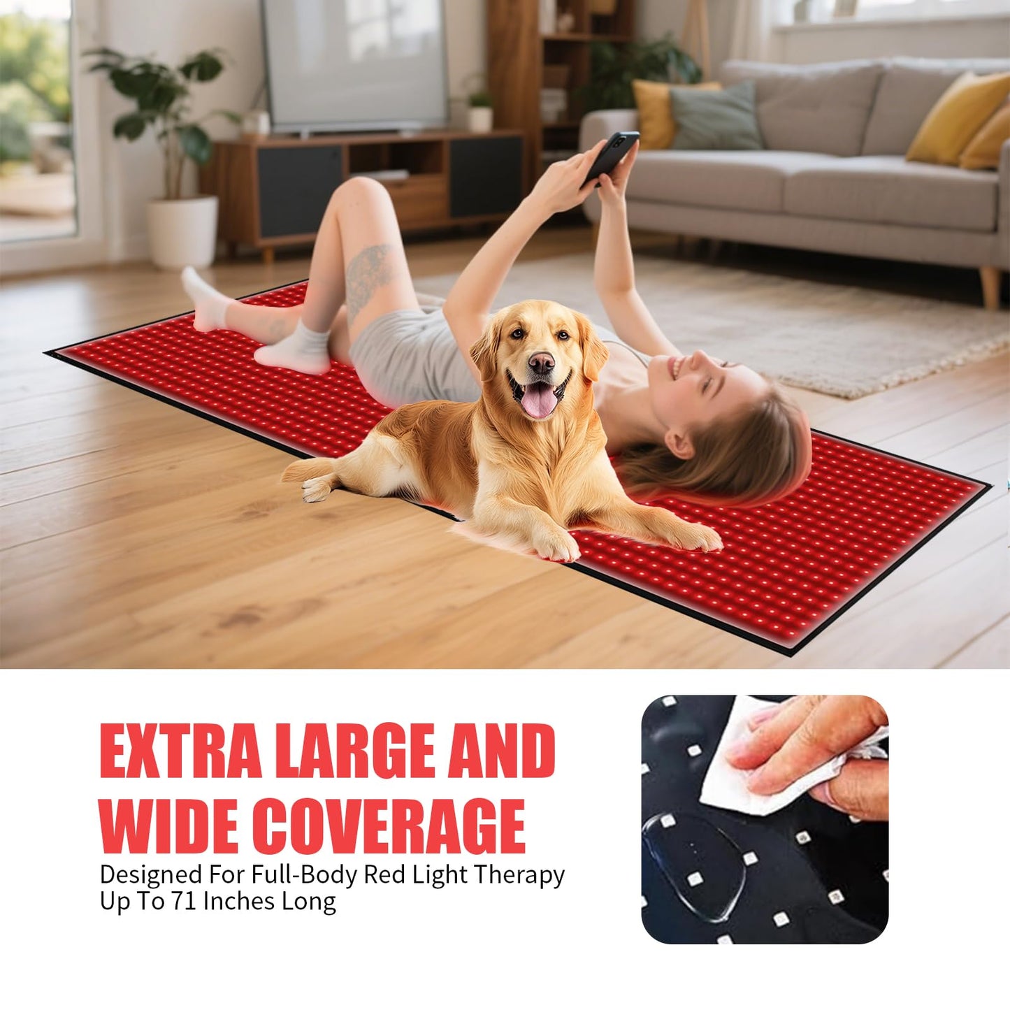 Red Light Therapy Mat for Body Pain Relief,Red Light Therapy Blanket 1280 LEDs Red Near Infrared 660nm 850nm Full Body Pad, 71"x 31" Large Red Light Therapy Pad