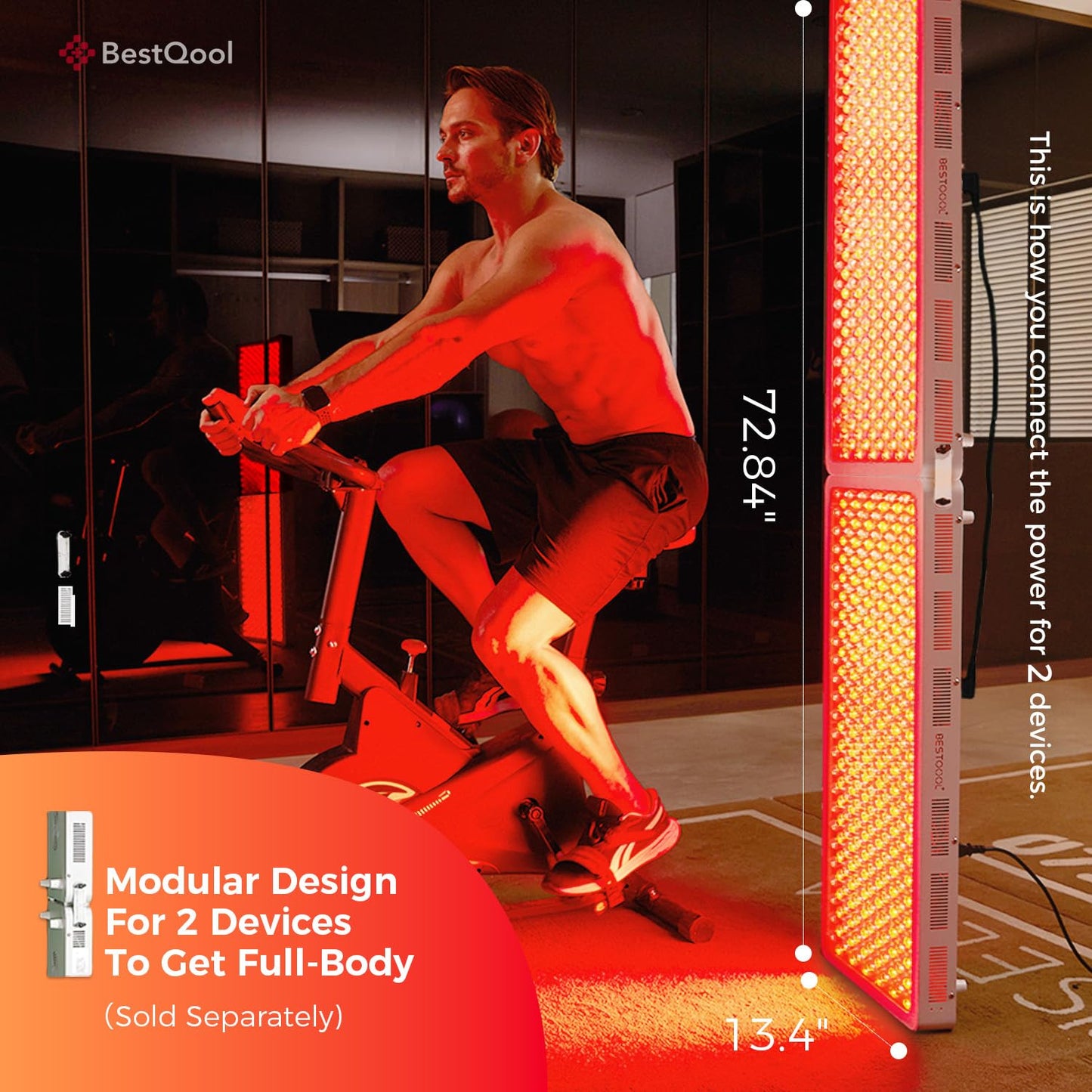 BestQool Red Light Therapy Device, 4 Wavelengths Full Body Infrared Red Light Therapy at Home, Elite Grade Dual Chip 300 LEDs, High Power, 500W. Modular Design.