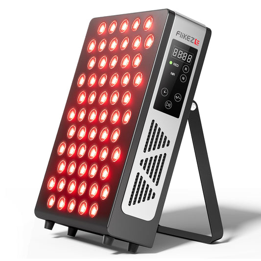 FLIKEZE 2026 Upgraded Red Light Therapy for Body Face, 4-Chip 630nm/660nm/830nm/850nm Red Light Panel with 3 Modes, Dimmable & Timer, Infrared Light Therapy for Home Office Gym, Pro 60 LEDs