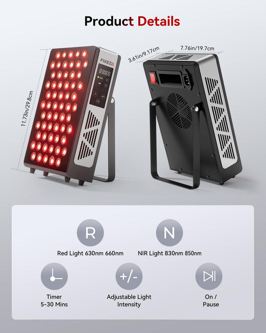 FLIKEZE 2026 Upgraded Red Light Therapy for Body Face, 4-Chip 630nm/660nm/830nm/850nm Red Light Panel with 3 Modes, Dimmable & Timer, Infrared Light Therapy for Home Office Gym, Pro 60 LEDs