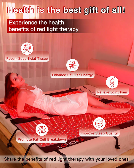 Kaoudt 2026 Medical-Grade TPU Red Light Therapy Mat for Full Body Pain Relief, FSA&HSA Eligible 72"x33" Dual Wavelength Infrared Red Light Blanket with 2600 LEDs for Home Use (Black)